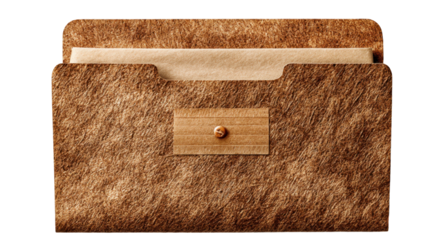 Rustic and Textured File Folder for Organized Documents on transparent background