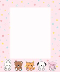 별 배경 동물 캐릭터 프레임 손그림