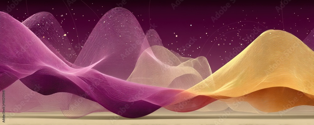 Aufkleber abstract flowing lines with a colorful gradient and starry background design