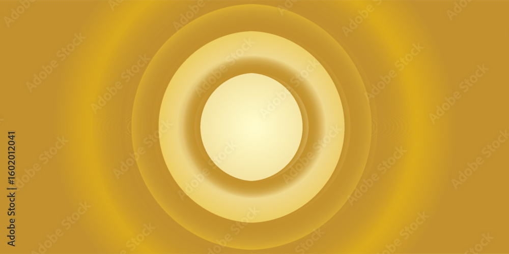 Poster golden yellow concentric circles abstract background with glowing center and smooth gradient.eps10