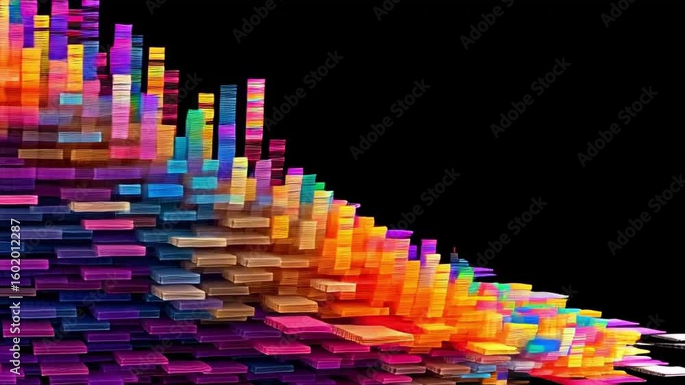 Aufkleber colorful vibrant abstract digital art with dynamic orange purple and blue blocks creating stunning m