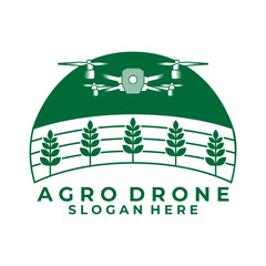 Drone agriculture logo design vector template. Drone with field logo design icon