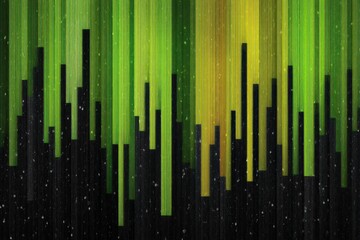 Abstract green and yellow vertical lines on a dark background