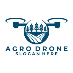 Drone with farm filed combination logo design vector template. Drone Agriculture logo design vector template