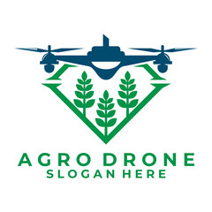 Drone with leaf logo design vector template