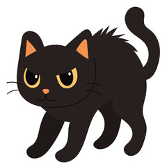 Illustration of a Spooky Black Cat. Hand Drawn Vector Art.
