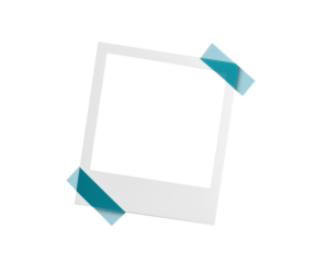 緑色のテープで留められたポラロイド写真の画像合成用フレーム