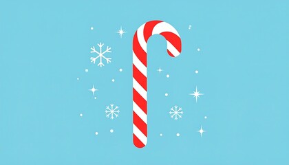 Festive candy cane graphic on light blue background