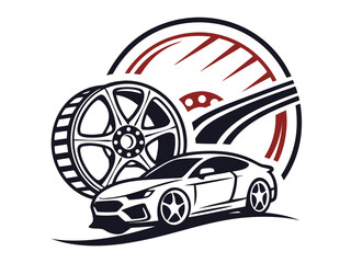 Automotive Logo Featuring a Tire and Wheel Design