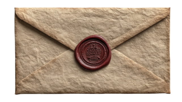 Vintage letter with sealing wax, symbolizing authenticity and traditional correspondence