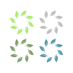 Naklejka premium NATURAL PRODUCT LEAVES IN CIRCLE SIGN SYMBOL LOGO 