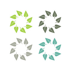 NATURAL PRODUCT LEAVES IN CIRCLE SIGN SYMBOL LOGO

