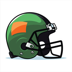 Green football helmet with orange logo