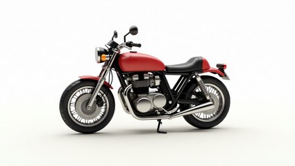 Red motorcycle isolated on a white background.
