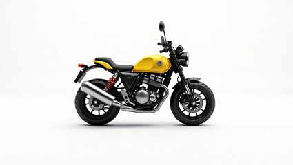 Fototapeta premium Yellow motorcycle in profile view.