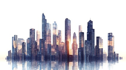 Obraz premium Abstract cityscape mock built from financial graphs rising skyline metaphor