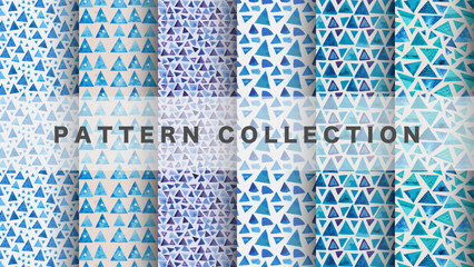Triangle in watercolor style, 6 pattern data sets, blue

