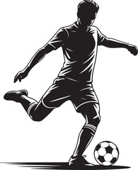 Vector football (soccer) player silhouette with ball © Masud