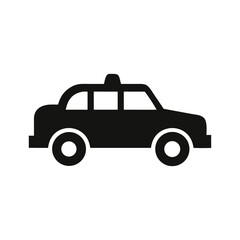 Fototapeta premium Bold silhouette illustration of a taxi picking up a rider. Great for use in ride-sharing services, cab booking interfaces, and transit infographics.