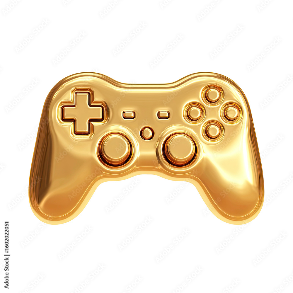Poster golden game controller icon shiny and luxurious on transparent background