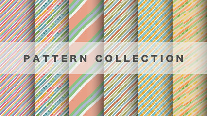 Fototapeta premium Diagonal stripe in watercolor style, 6 pattern data sets