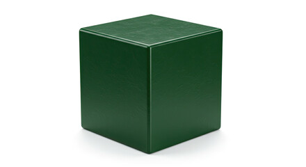 Fototapeta premium Green Cube Object Isolated on White.