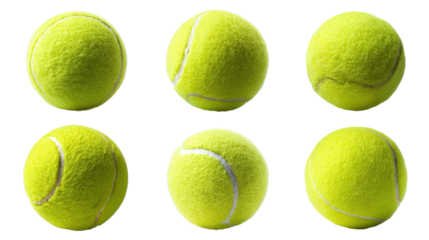 Six tennis balls in two rows isolated on white


