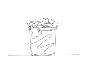 Dirty clothes in the basket outline drawing illustration. one continuous line drawing of Dirty clothes in the basket.