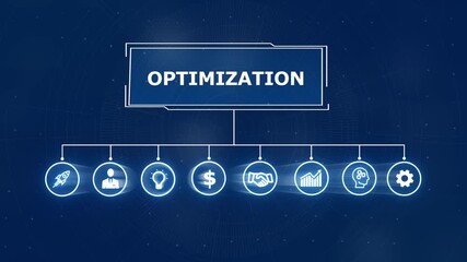 Conceptual animation of optimization process ,performance metrics, and business insights from large data sets ,network , business ,technology concept animation technology background - Powered by Adobe