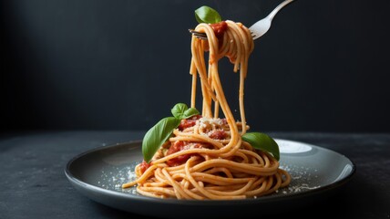 Gourmet Spaghetti with Tomato Sauce and Basil