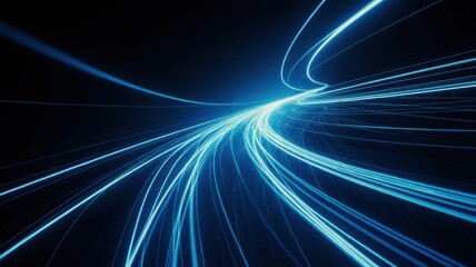 Dynamic Blue Light Trails on Dark Background