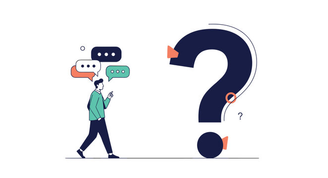 Man asking questions about communication and information exchange