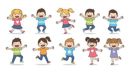 Fototapeta premium Excited children expressing joyful emotions through energetic movements