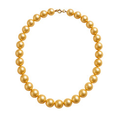 Obraz premium Golden pearl necklace with round beads isolated on transparent background