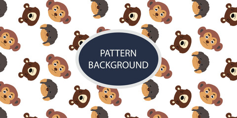 Childish Babies Pattern Animal head background. animal heads cartoon background for baby textile, wrapping paper, wallpaper, fabric and more. Vector illustration