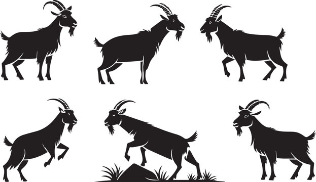 vector set of  goat silhouettes