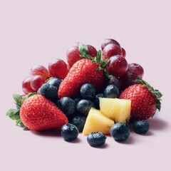 Obraz premium Colorful mix of fresh berries and pineapple