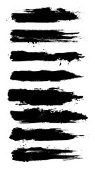 Paint brush. Black ink grunge brush strokes. Vector paintbrush set. Grunge design elements. Painted ink stripes. Creative isolated spots