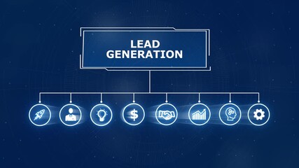 Animated illustration showing lead generation processes . business insights from large data sets, Animated data analytics banner web icons isolated on transparent background