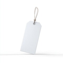 Fototapeta premium Blank white tag, tied with light beige string