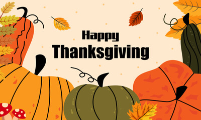 Happy thanksgiving day banner, greeting card, banner design. Greeting card cover. Vector illustration.