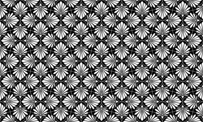 Flower geometric pattern. Seamless vector background. White and black ornament.