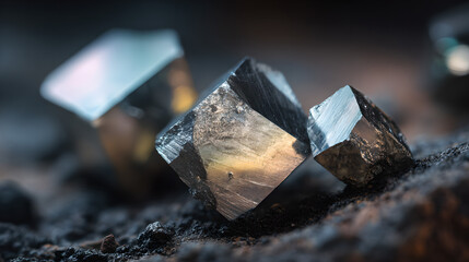 raw molybdenum ore crystals on black shale with metallic reflections,showcasing strategic mineral resources and clean energy materials for industrial use.