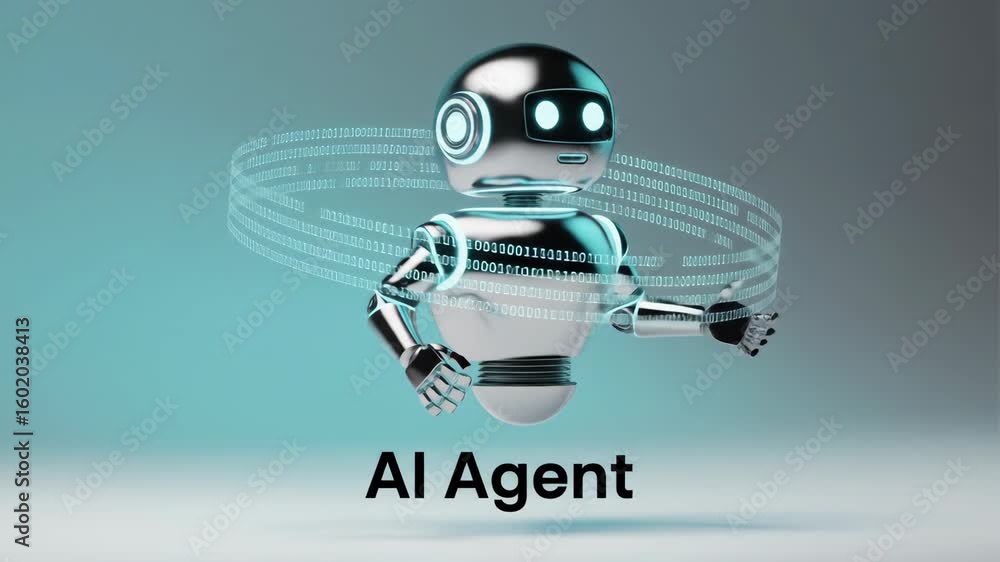 Poster modern ai agent illustration robotics and technology concept for business automation and intelligent