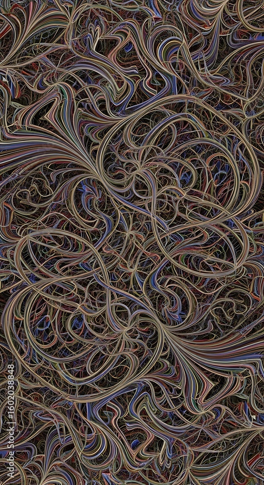 Poster intricate fractal pattern design with swirling lines and organic shapes abstract background