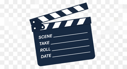 Obraz premium Minimalist Vector SVG Icon Set of Film Clapperboard with Text Fields in Flat Design Style with Monochrome Blue Colors