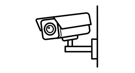 Line Art Vector SVG Icon of Security Camera in Minimalist Flat Style with Black Outline for Surveillance and Security Applications
