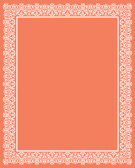 Decorative frame Elegant vector element for design in Eastern style, place for text. Floral pink and white border. Lace illustration for invitations and greeting cards