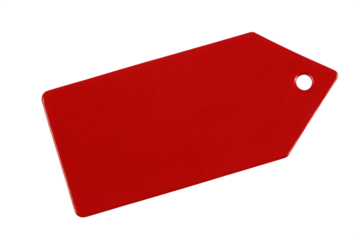 Bright red paper tag with hole isolated on a transparent background red tag price tag