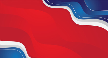 Abstract blue white gradient wave shape on red background